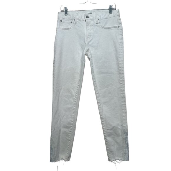 Moussy Vintage Straight Slim Jeans Womens 28 White Emboidered Ankle Mid Rise - Picture 1 of 16